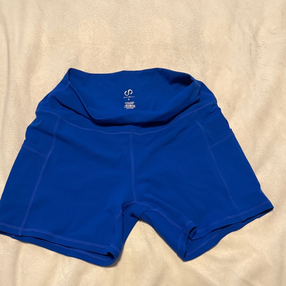 Curves and combat boots Blue Women's Athletic Shorts size L